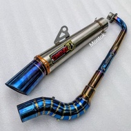 DAENG SAI4 Exhaust Bluegold openpipe Bigelbow highmount for wave125/100/110 xrm125/100/110 smash115 