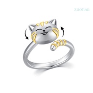 ZUO Adjustable Rings Women Opening Rings Cat Shaped Alloy Material