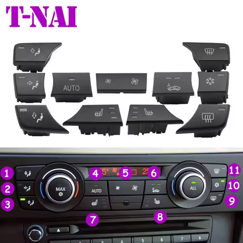 9/11pcs Dash AC Ventilation Button Max Knob Heater Climate Control For BMW 1 3 X1 X3 E81 E82 E87 E88