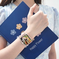 [HOT JUXXKWIHGWH 514] สายนาฬิกาสมาร์ทสำหรับ Apple Watch Band Series 41มม. 40มม. 44มม. 45มม. 38มม. 42มม. SE 7654ผู้หญิงหนังนาฬิกา