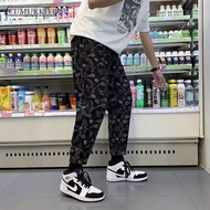 CUMUKKIYP Men's Casual Baggy Pants Cashew Flower Pattern Summer Trendy Personalized Tapered Leg High Street Hiphop Jogging Pants