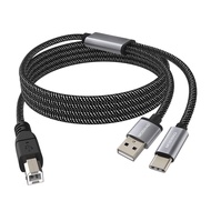 MOSWAG 2in1 USB C to USB B Printer Cable 5Feet/1.5M with USB Printer Cable USB A-male to B-male Cabl