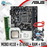 Terbaru Motherboard H110 DDR4 Asus + Core i5 6500 + RAM + SSD
