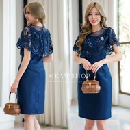 S-3XL ชุดเดรสทรงสอบ แต่งระบาย ชุดออกงาน ชุดไปงาน ชุดไปงานบุญ งานบวช ชุดไปวัด เดรสลูกไม้สวยๆ ชุดสาวอว