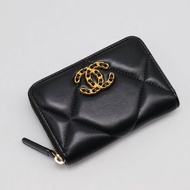 CHANEL 19 24C羊皮拉鍊零錢包 - 黑金