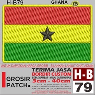 FL-79 H-B79 GHANA FLAG LOGO EMBROIDERY PATCH FLAG