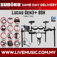 Sudoku Lucas 8S+HH Stand Gen3 Series Full Mesh Electronic Drum w/Drumsticks, Headphone, Pedals ( Luc