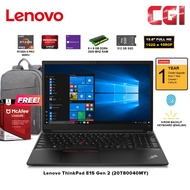 Lenovo 15.6" Laptop ThinkPad E15 Gen 2 AMD Ryzen 5 Pro 4650U Integrated Graphics Win10Pro 16GB RAM 512GB SSD- 20T80040MY