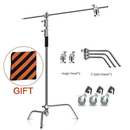 Heavy Duty C Stand 1.5m-3.3m Adjustable Magic Leg Stable Stainless Steel Tripod Light Stand for Phot