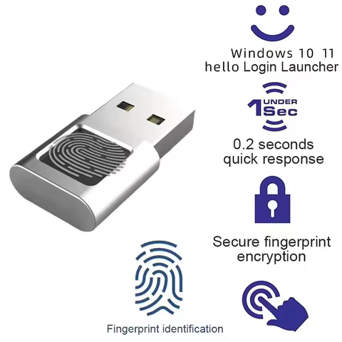 Portable USB Fingerprint Reader Mini Fingerprint Scanner PC Dongle Windows Hello Fingerprint Reader 