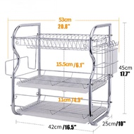 2/3 Tiers Multifunction 2 Tier Dish Drying Rack Holder Basket Stainless Steel Home Washing Kitchen S