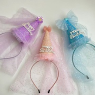 [Hantar stok laju 24h] budak perempuan happybirthday aksesori kepala gula-gula hari jadi topi band r