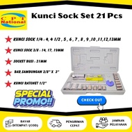 Socket Wrench Set 21 PCS CPT National Set Socket Wrench Set 1/4 3/4 Inch 4-19MM