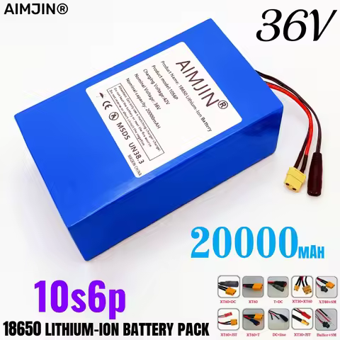 10s6p 36V 20ah lithium-ion battery pack 36V 20000mAh 1000W electric battery built-in BMS