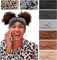 BEGOOD Stretchy Headbands for Women Soft Knotted Wide Headbands Absorbed Sport Hairband Twist Turban