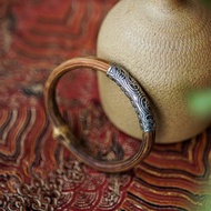 祥雲藥藤手鐲 未時天然野生木鐲子925純銀雕花古樸男女民族情侶款