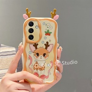 เคสโทรศัพท์ Samsung Galaxy A24 LTE A34 A54 S23 + FE Plus Ultra 5G 4G เคส ดีไซน์ใหม่น่ารักหูซิก้ากวางกระต่ายกบถ่านหินบอลครีมขอบปกอ่อนพร้อมสร้อยข้อมือ Case 2024