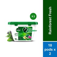 [Bundle of 2] [1POD=8KG] Dettol All in One Laundry Capsule 18s Laundry Pod Rainforest Fresh, w Stain
