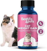BestLife4Pets Cat Hyperthyroid + Weight Gain Support By - Natural Feline Thyroid Supplement For Meta