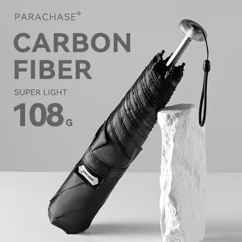 Parachase Carbon Fiber Umbrella Super Light, UV Protection Folding Mini Umbrella Women, 6 Ribs Pocke