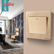 WOLFAY Wall Light Switch Panel, with LED Lamp Home Accessories Wall Switches,  1Way Button Durable Gold 1/2/3/4 Gang