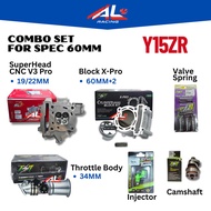 COMBO Set for Spec 60mm Y15ZR Block X-Pro CNC SuperHead v3 oval throttle body 19/22mm 60mm+2 34mm RE