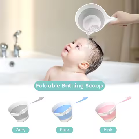 1pc Foldable Anti-Slip Baby Shampoo Cup, Large Capacity Multifunction Bathing Water Scoop