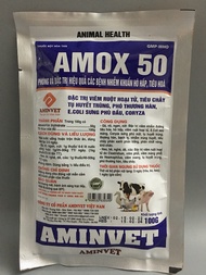 Amox 50% aminvet (100gam) viêm ruột tiêu chảy tụ huyết trùng gia súc gia cầm