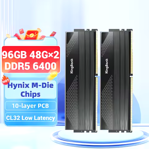 KingBank DDR5 96GB 48gbx2 48GB 6400MHz CL32 Desktop Memory 10 layer PCB DIMM DDR5 RAM Hynix M die Ch