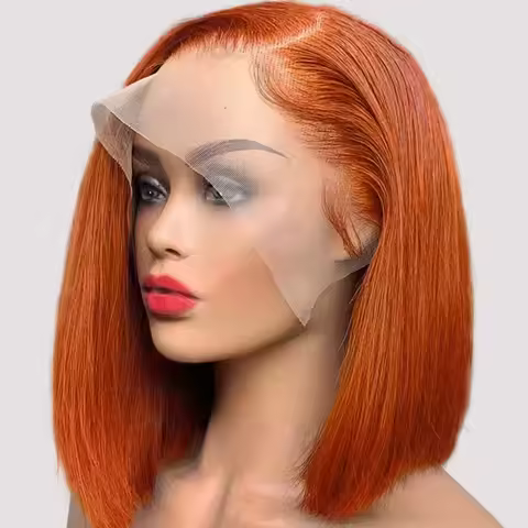 Ginger Orange Short Bob Wigs Human Hair 13x4 Lace Frontal Brazilian Human Hair Wigs Ginger Orange #3