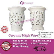 High Ceramic Flower Pot White Vase Simple Modern Vase Pasu Bunga Tinggi Pasu Gubahan Bunga Orkid Pas