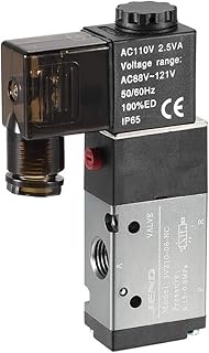 uxcell AC 110V 3 Way 2 Position 1/4 inches PT,Pneumatic Air Control NC Solenoid Valve,Internally Sin