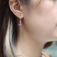 紅碧茜加石榴石小珠,喵星人粉肉球 925 純銀 耳綫 Cat paw shape Tourmaline and garnet 925 silver earline