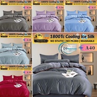 G9 1800Tc Ice Silk Bedsheet Super King 7in1 With Comforter Set | Cadar Sejuk Bedding Fitted Bedsheet