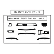 BMW 3 E-90 2005-2011 3D Carbon Fiber Interior Dashboard Trim Dash Panels Kit