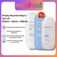 [NEW ARRIVAL] method Simply Nourish Hair Care (bodywash 532ml + shampoo 414ml + conditioner 399ml)