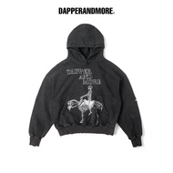 Áo Hoodie Wash DAPPERANDMORE Skeleton Horse Washed Form Boxy Mài Sờn 450GSM - Black