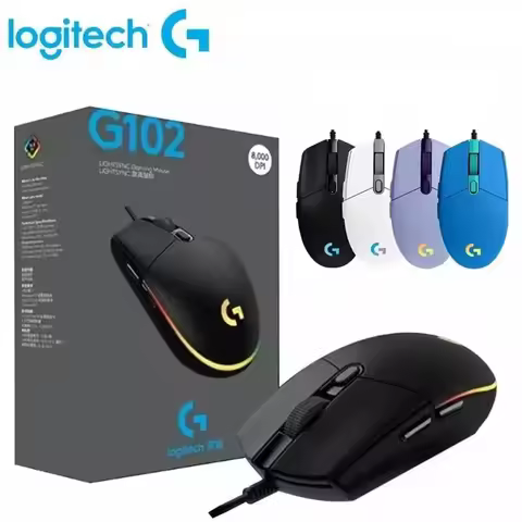 Original Logitech G102 Mouse USB Wired Gaming Mouse 8000 DPI Rainbow Optical Effect Screen For PC/Ma