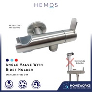 HEMOS BATHROOM FAUCET ANGLE VALVE WITH BIDET HOLDER KEPALA PAIP AIR BILIK AIR HM-3267-MS