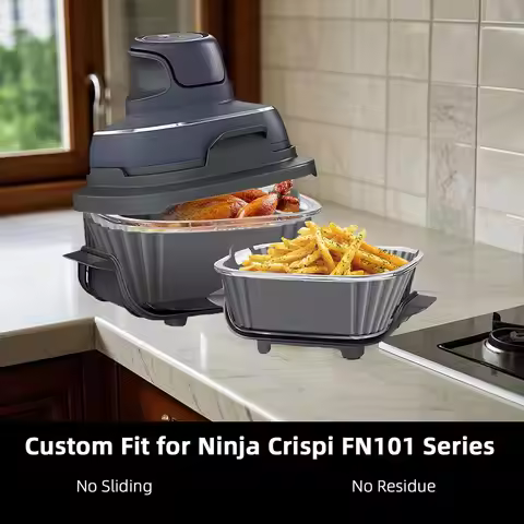 2Pcs Silicone Air Fryer Liners for Ninja Crispi FN101GY/FN101SG/FN101ST,Fit for 4-QT & 6-Cups 4-in-1