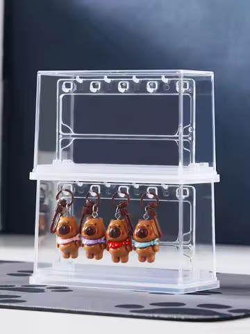 Keychain Display Stand Dustproof Box Storage Organizer with Hook Bae owcase INOMATA Children's Bedro