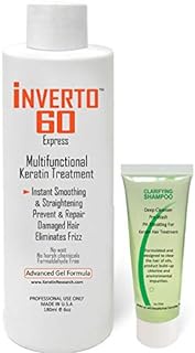 INVERTO 60 Advanced Gel Complex Brazilian Keratin Hair Blowout Treatment Formaldehyde Free Straightening Smoothing and Repairing Damaged Hair Keratin Research (Long hair-180ml)