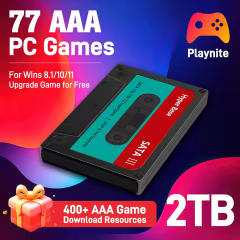 500G/2T External Gaming Hard Drive with 77 AAA PC Games Playnite OS Portable Game Console for Window