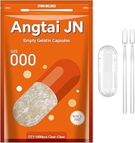 Empty Capsules Size 000 - Clear Gelatin Capsules Empty (1000 Count) with Two Miro Lab Spoons - Gel C
