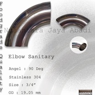 Elbow Sanitary Stainless 304 3/4 " Inchi 19.05 Mm Foodgrade Dijamin