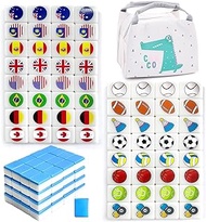 SILICPS Seaside Escape Game Blocks Mahjong Sets with 65 Tiles 30mm Flag and Ball Pattern with Handbag for Spring Picnic Party Gift.
