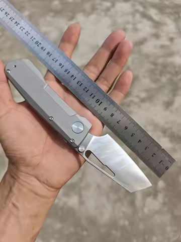 WinterPudding Seveen Folding Knife Bohler M390 Blade TC4 Titanium Handle Compact & Practical EDC