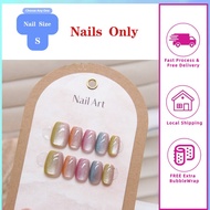 TWIMI TWIMI 10PCS Handmade Cat Eye Crystal False Nail Shining Cat Eye Series Wearable Fake Nails [Na