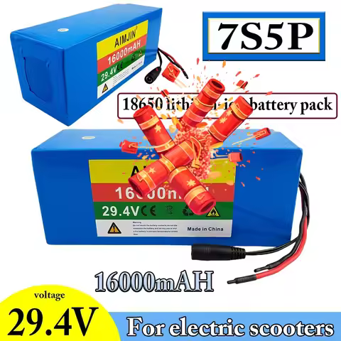 7S5P 18650 battery pack 29.4V 16000mAh electric scooter lithium-ion battery with built-in BMS 24V 16