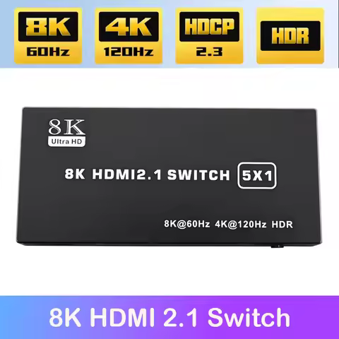 8K HDMI 2.1 5 in 1 out Switch Splitter 120Hz 5-port HDMI 4K 120Hz Splitter Switcher CEC 48gbps HDMI 